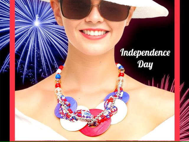 Celebrate Independence Day with our Beaded Annulus Necklace Set Jewelry Bubble