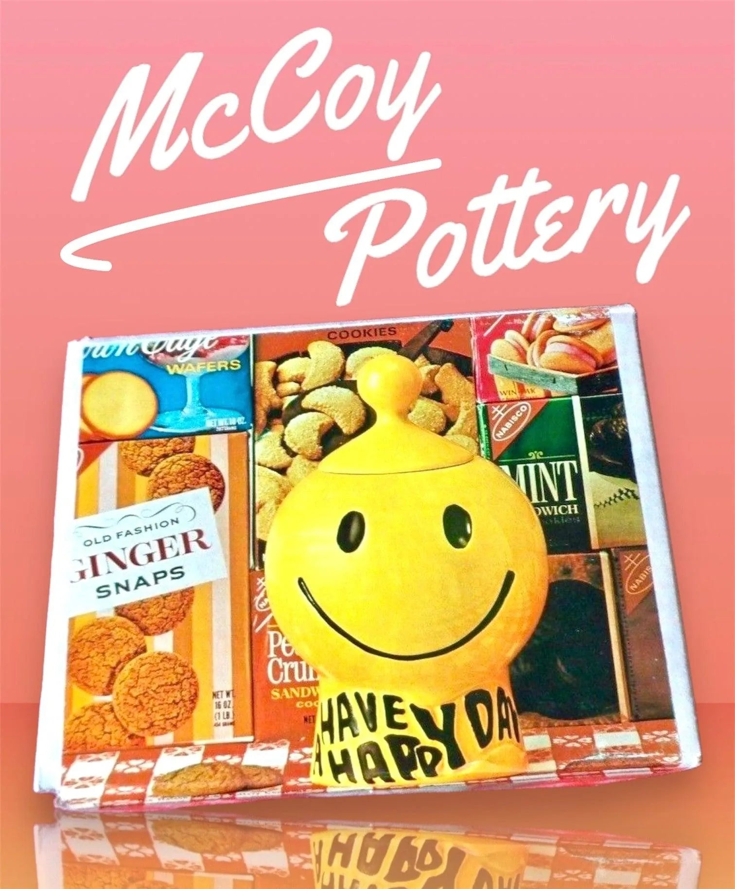 7E365◎マッコイ クッキージャー 70's ハッピーフェイス スマイル 黄色