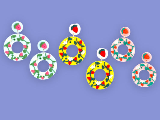 Shop the Sweetest Earrings: Strawberry-Topped Hoops Jewelry Bubble