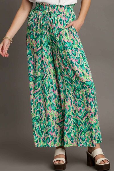 Mixed Print High Waist Wide Leg Pants Trendsi