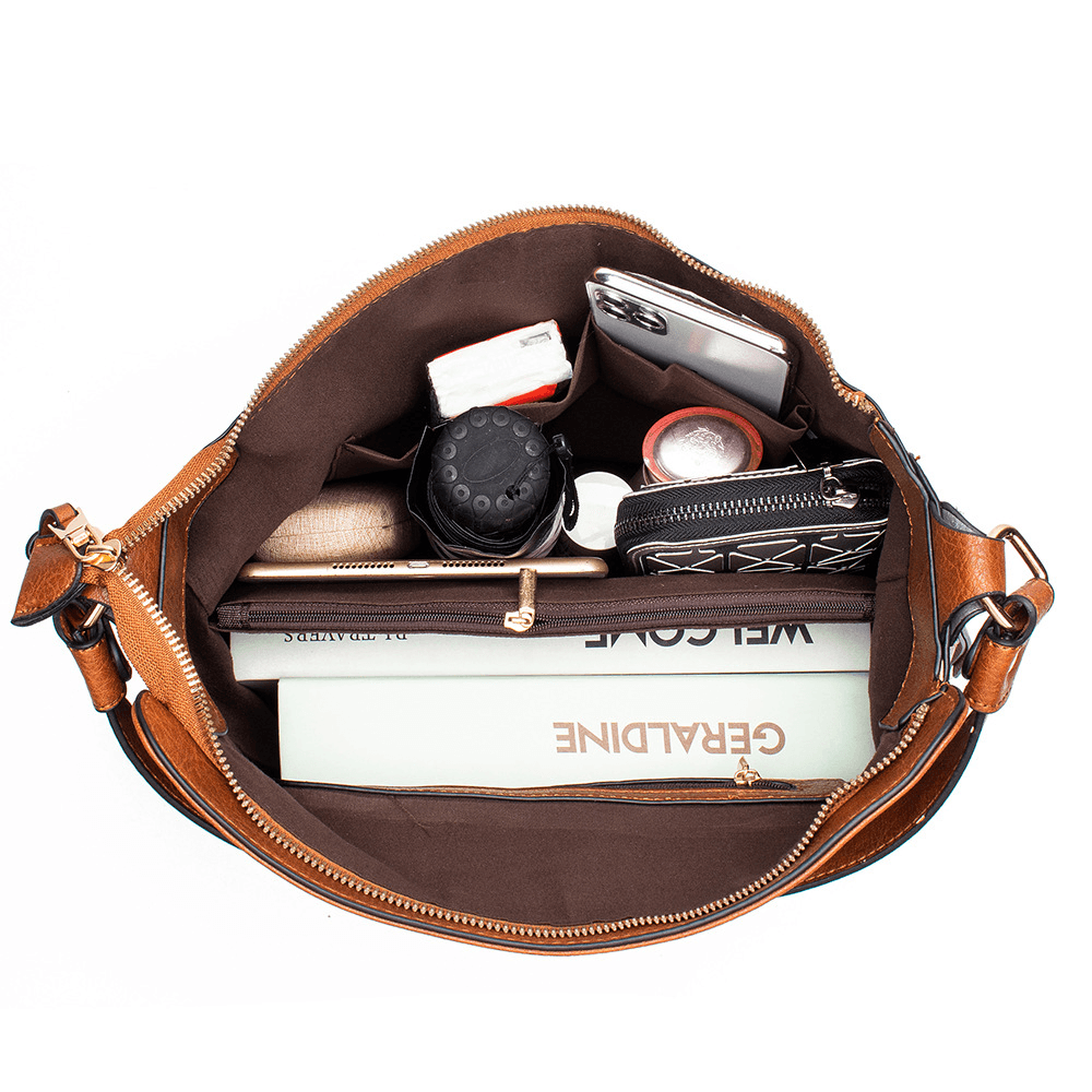 Classic Everyday Tote Handbag with Soft PU Surface, Multi-Compartment Interior & Convertible Shoulder Strap Jewelry Bubble