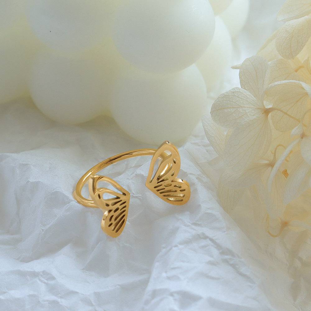 Dainty Adjustable Butterfly Ring – Titanium Steel, Gold or Silver, Whimsical Open Design Jewelry Bubble