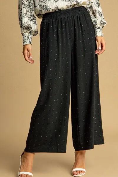High Waisted Embellished Linen Pants