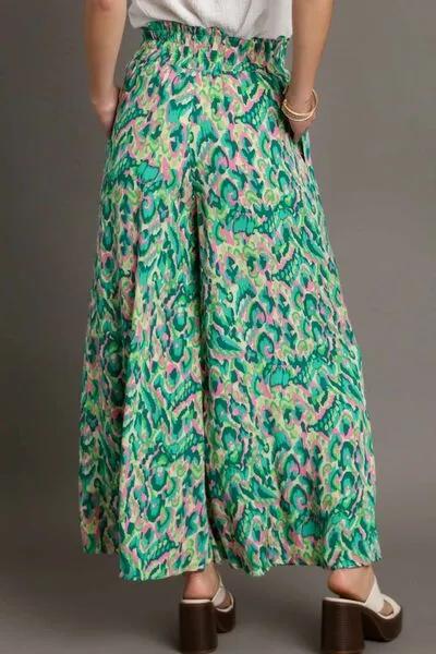 Mixed Print High Waist Wide Leg Pants