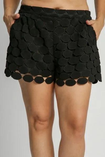 Flirty Black Polka Dot Lace Shorts for Stylish Women