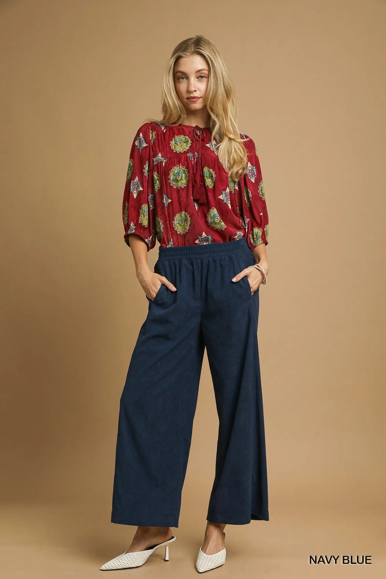 Umgee Wide-Leg Corduroy Pants