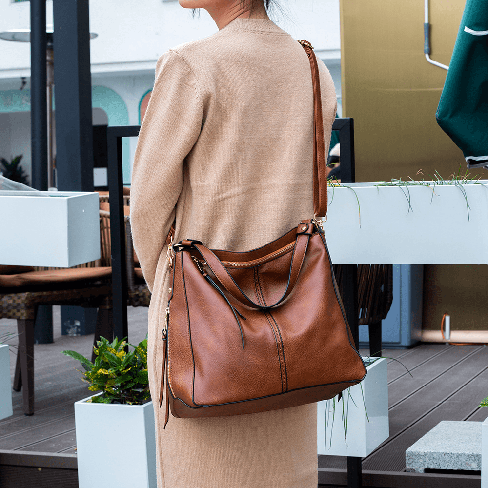 Classic Everyday Tote Handbag with Soft PU Surface, Multi-Compartment Interior & Convertible Shoulder Strap Jewelry Bubble