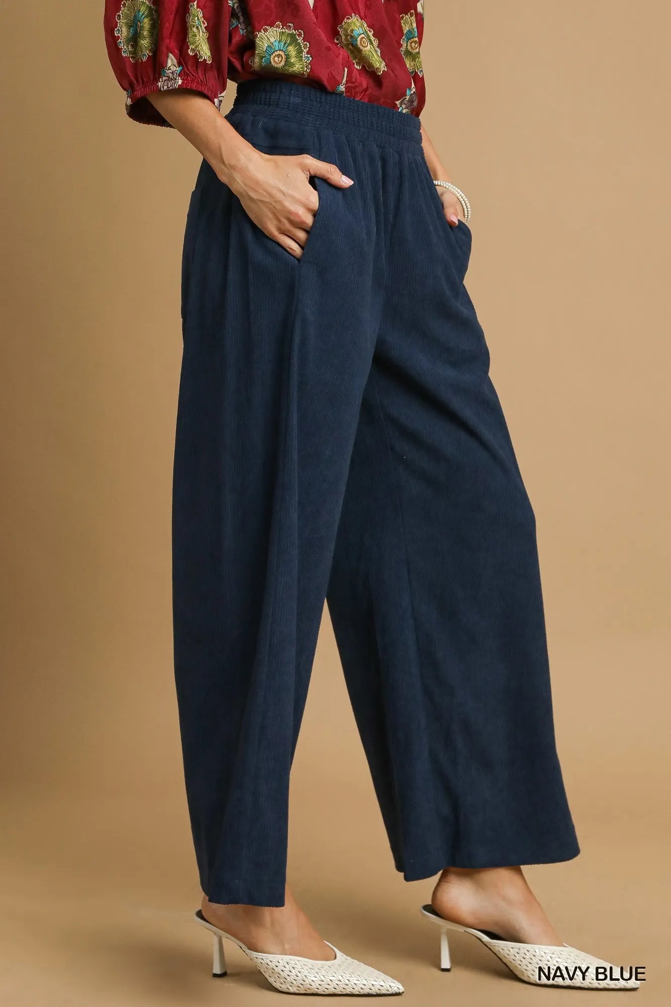 Umgee Wide-Leg Corduroy Pants