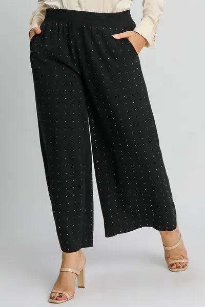 High Waisted Embellished Linen Pants