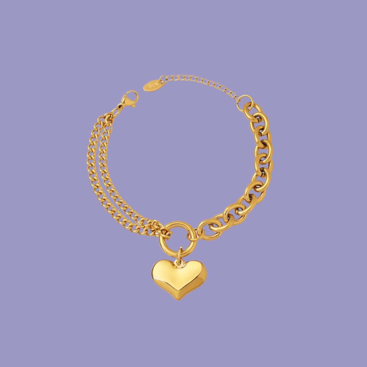 Heart Charm Double Twist Chain Bracelet Jewelry Bubble