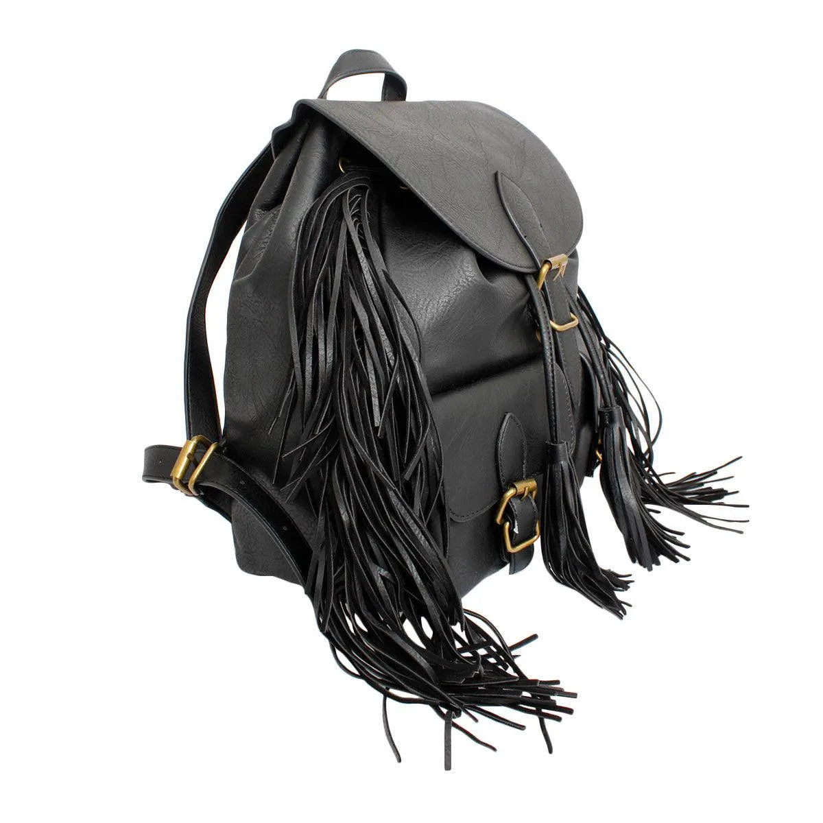 Black Soft Grain Vegan Faux Leather Women’s Backpack Pinktown