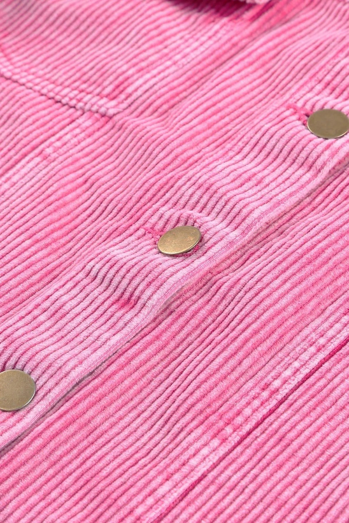 Bright Pink Vintage Style Raw Hem Corduroy Jacket Jewelry Bubble