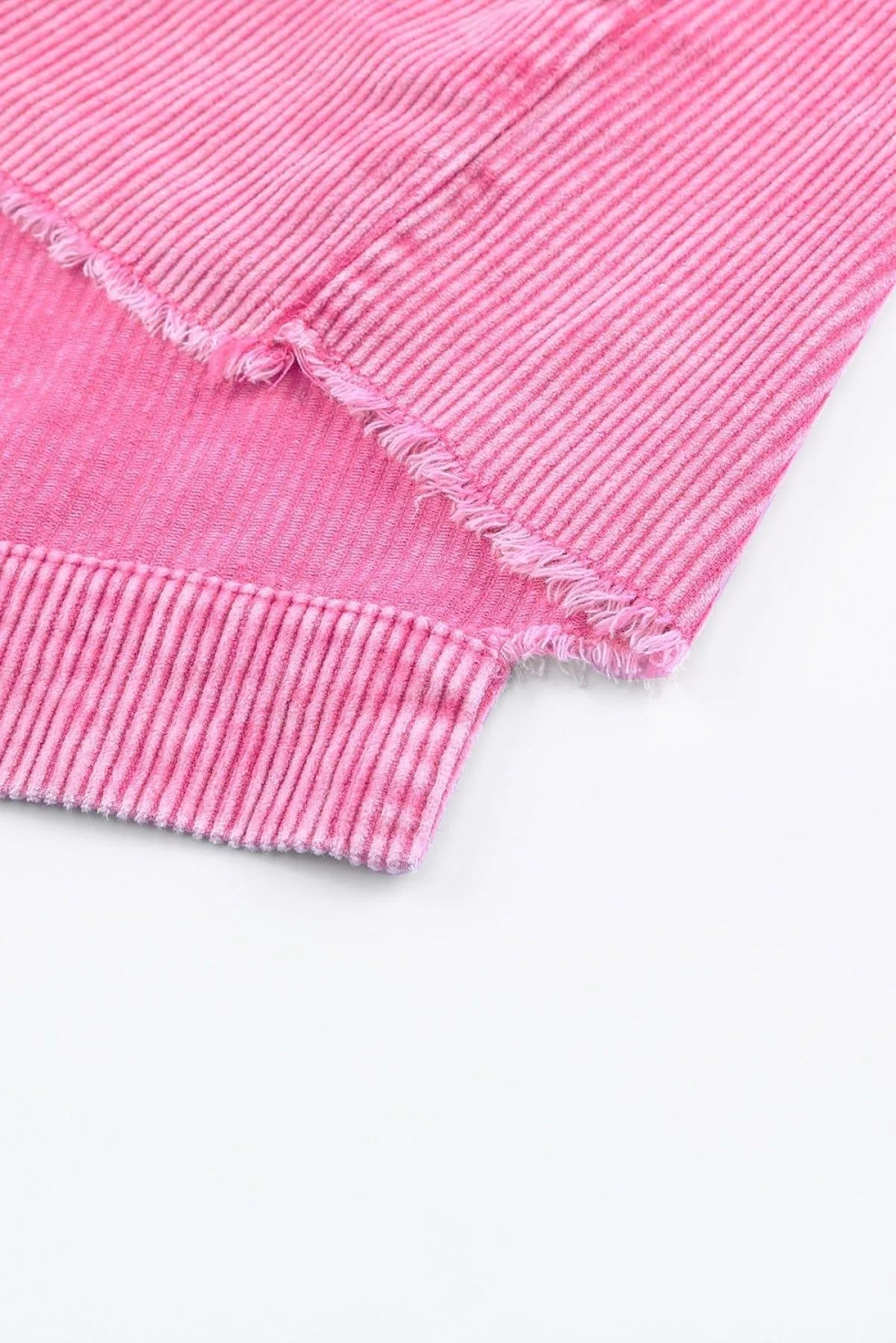 Bright Pink Vintage Style Raw Hem Corduroy Jacket Jewelry Bubble