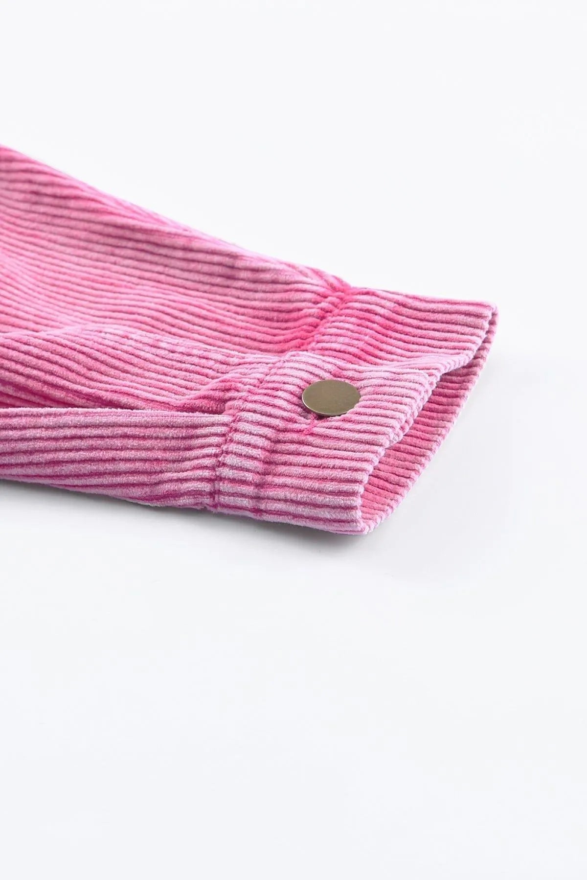 Bright Pink Vintage Style Raw Hem Corduroy Jacket Jewelry Bubble