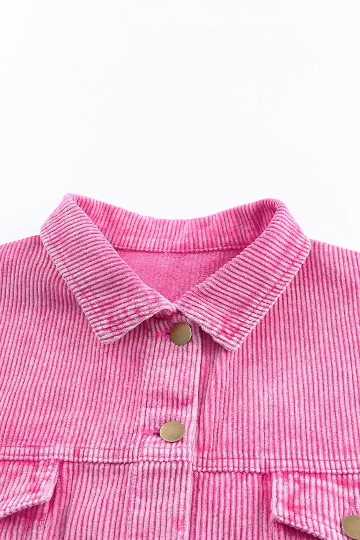 Bright Pink Vintage Style Raw Hem Corduroy Jacket Jewelry Bubble