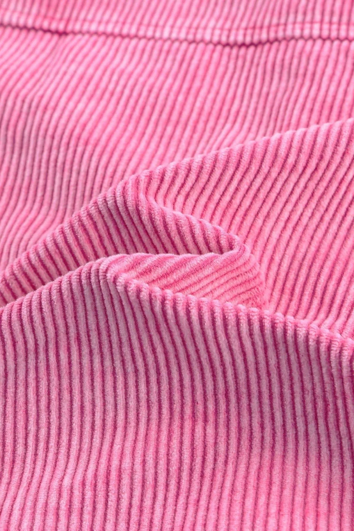 Bright Pink Vintage Style Raw Hem Corduroy Jacket Jewelry Bubble