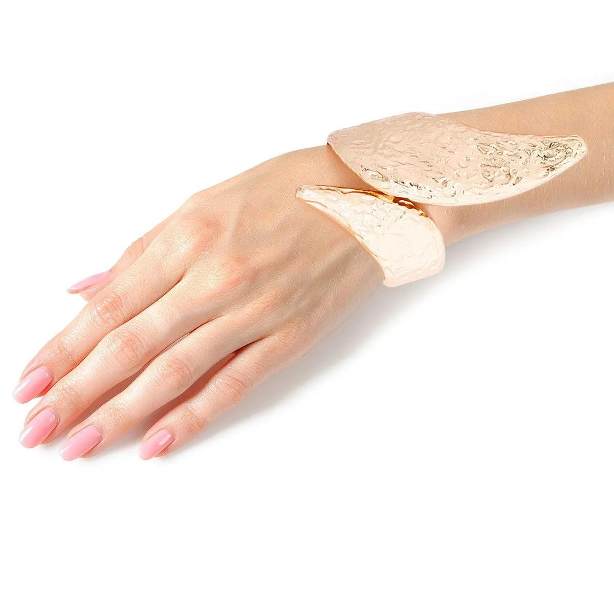 Bypass Hinge Cuff Bracelet: Hammered Gold Fashion Jewelry Pinktown