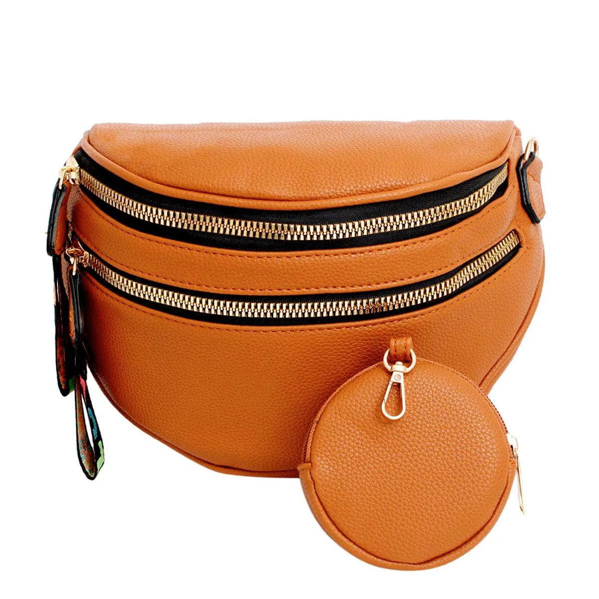 Camel Saddle Style Crossbody Ladies Bag with Coin Pouch - Fashion Meets Function Pinktown
