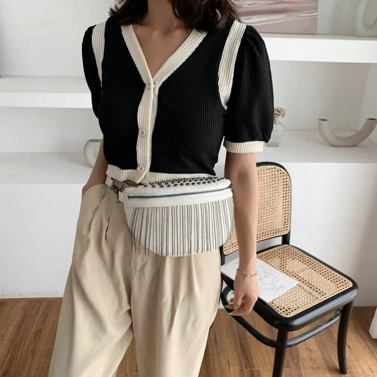 Casual Rivet Fringe Adjustable Crossbody Bag