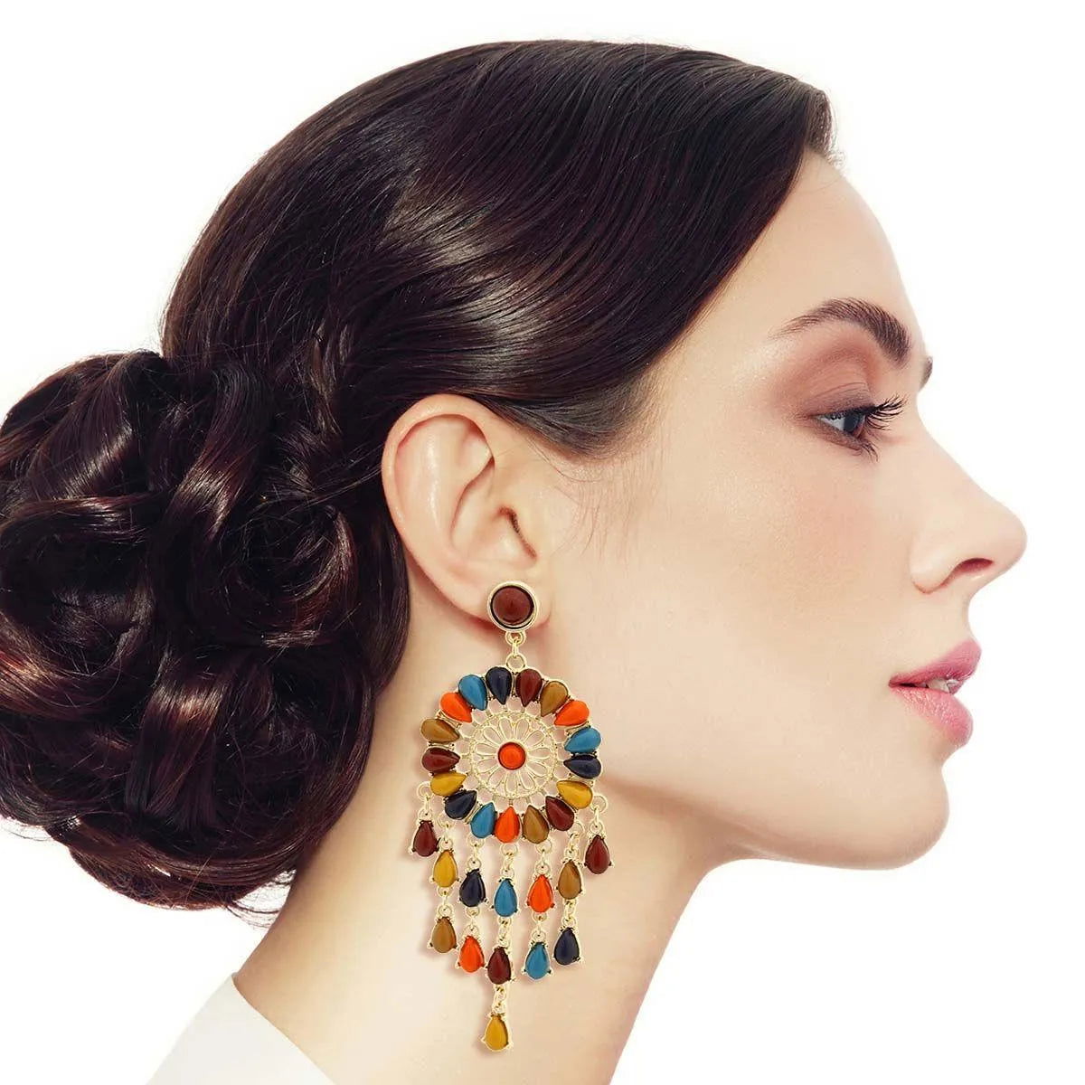 Chandelier Earrings Multicolor Dreamcatcher Pinktown
