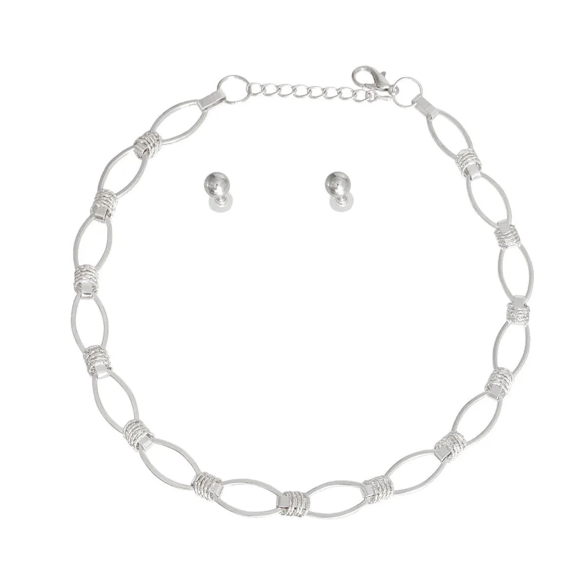 Chic Silver Chain Necklace Set