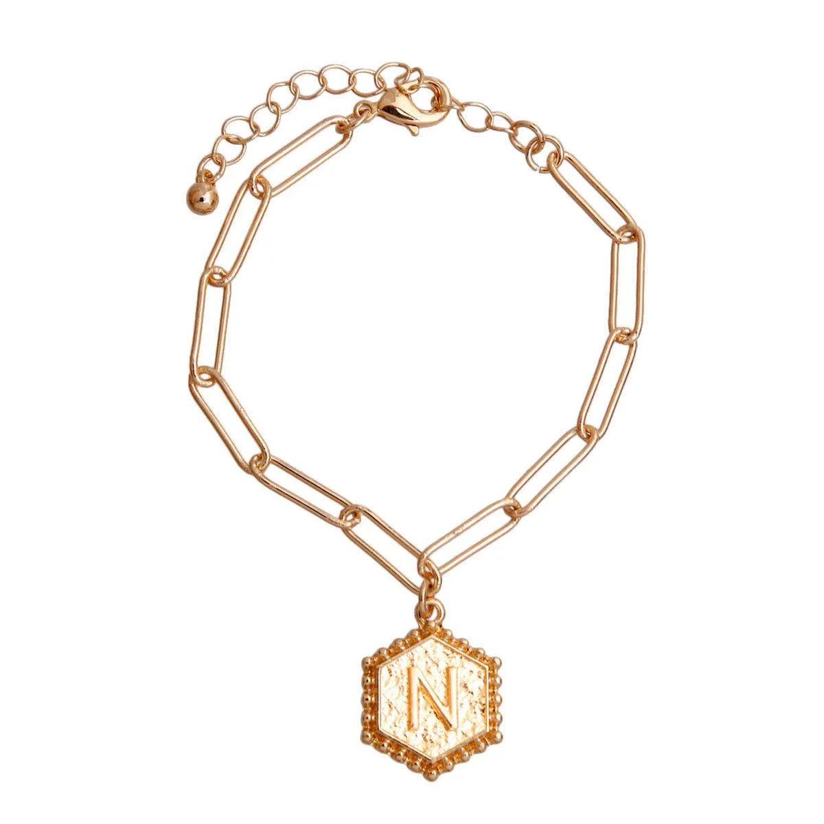 Chic Women's Gold Bracelet with Initial N Charm - Personalized Gift Idea Pinktown