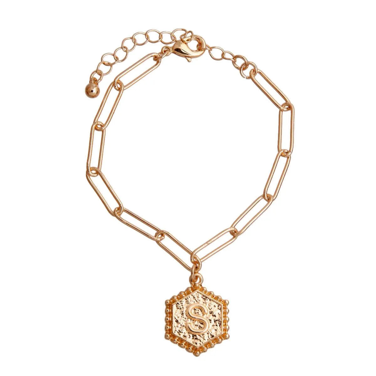 Chic Women's Gold Bracelet with Initial S Charm - Personalized Gift Idea Pinktown