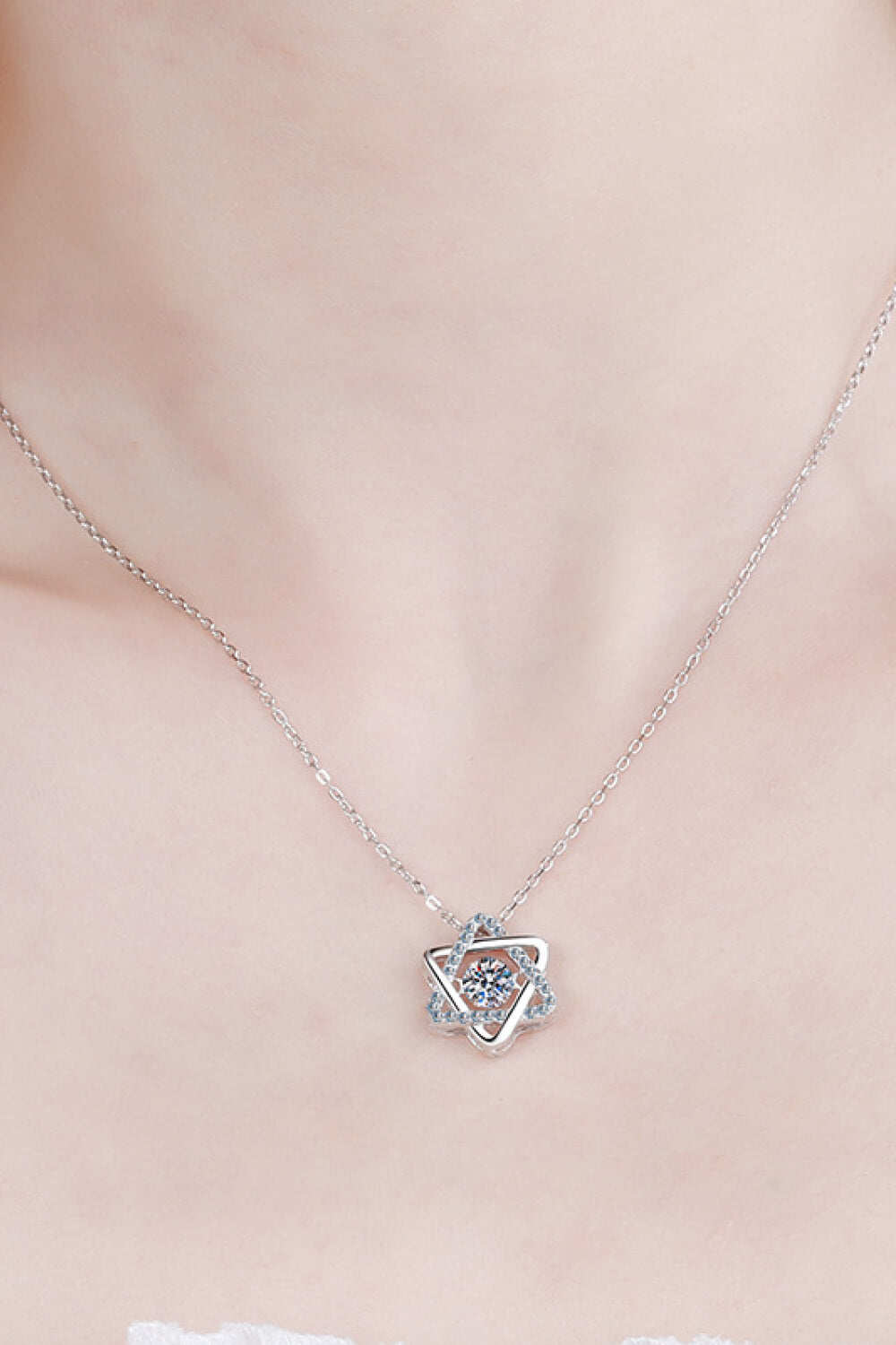 Dancing Moissanite Six-Pointed Star Necklace - Dainty and Delicate Jewelry Bubble
