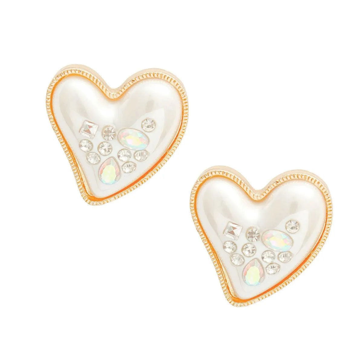 Dazzle with Every Wear: Pearlised Heart Gold Earrings You'll Adore Pinktown