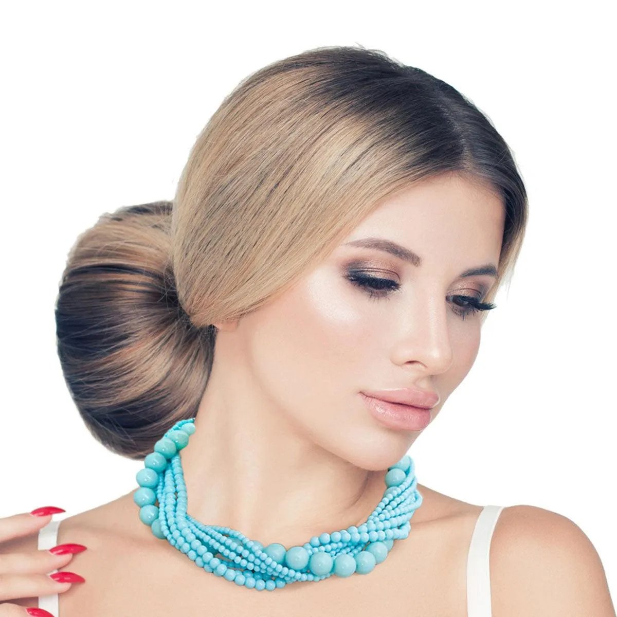 Discover Stunning Light Blue Torsadé Necklace & Earrings: Shop Now