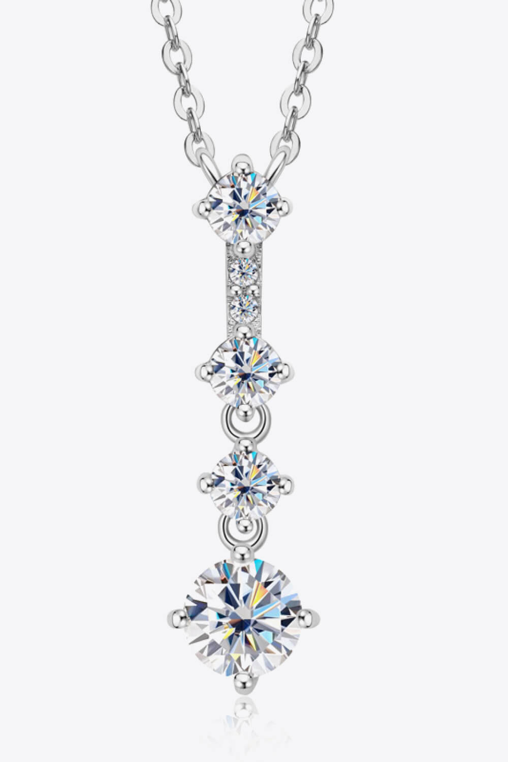 Elegant Moissanite Drop Pendant Necklace in Sterling Silver Trendsi