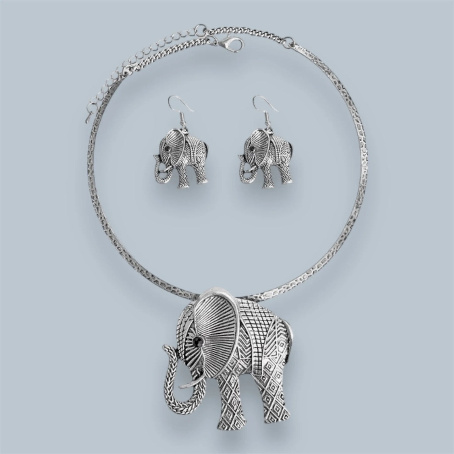 Elephant Pendant Necklace Set Pinktown