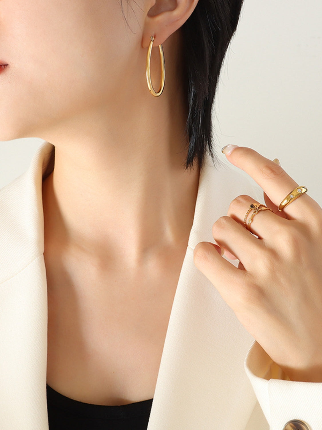 Elevate Your Look with Titanium Plated 18K Gold U-Shaped Earrings Trendsi