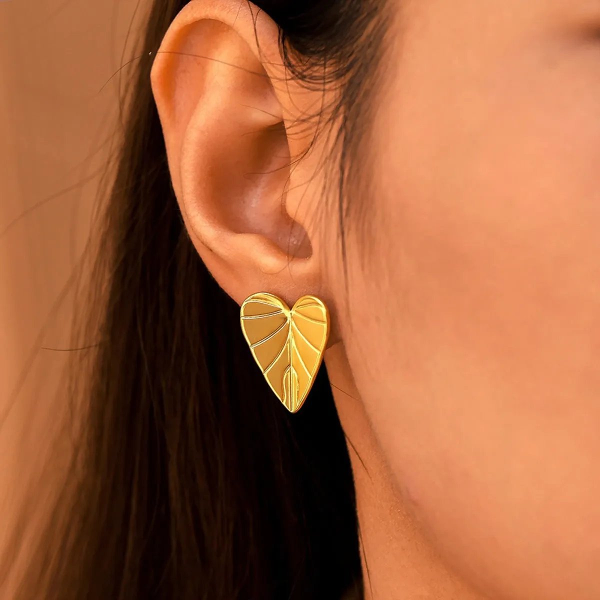 Embrace Elegance: Heart Leaf Stud Earrings