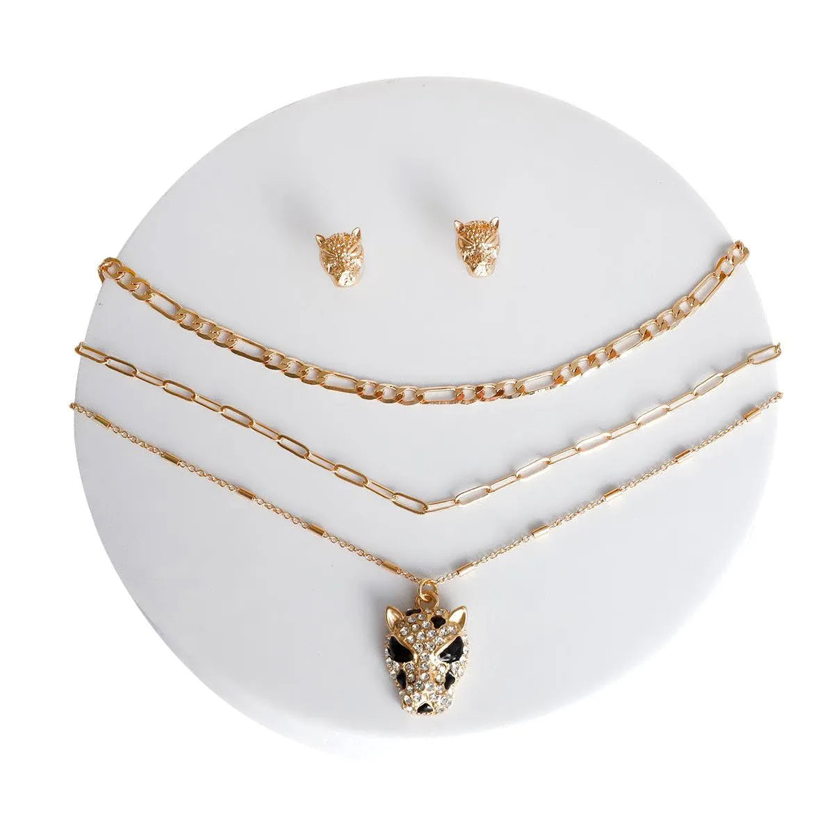 Eye-Catching Leopard Pendant Gold Tone Necklace Collection Pinktown