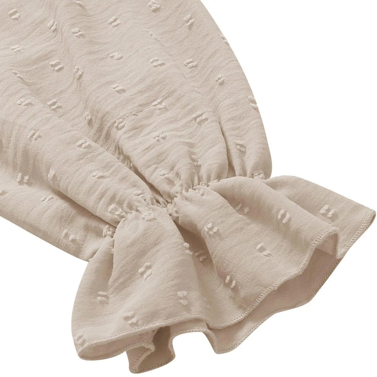 Frill Trim Button Up Swiss Dot Puff Sleeve Shirt Jewelry Bubble