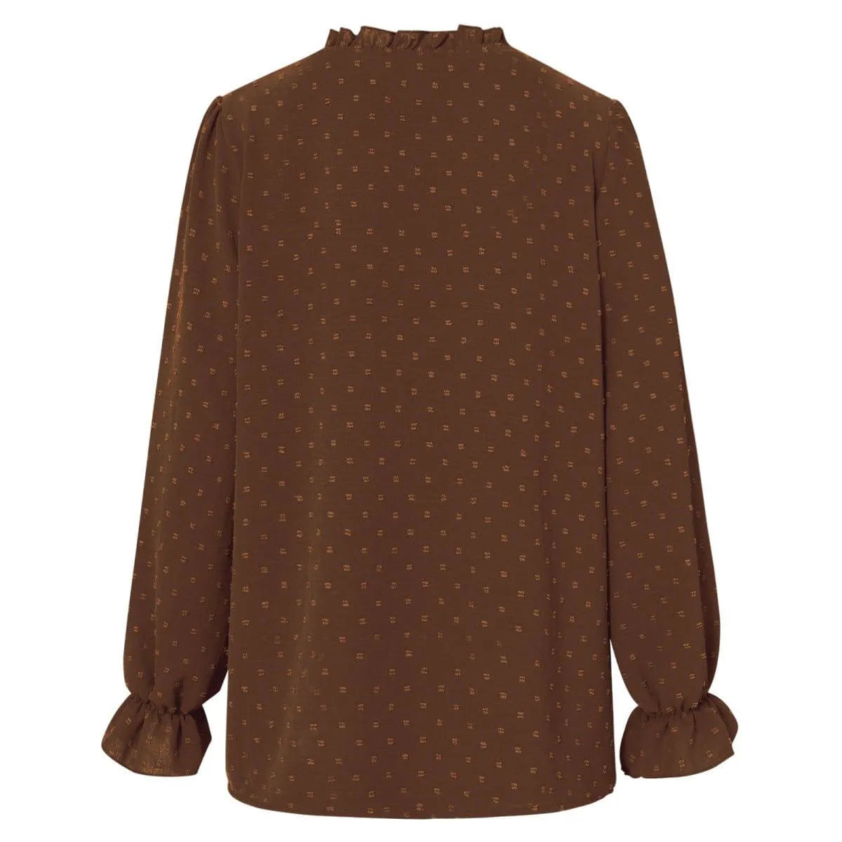 Frill Trim Button Up Swiss Dot Puff Sleeve Shirt Jewelry Bubble