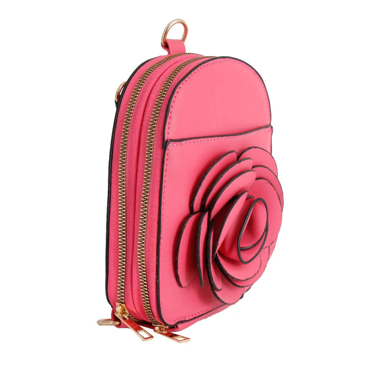 Fuchsia Pink Vegan Leather Floral Mini Backpack: Stylish & Secure Pinktown