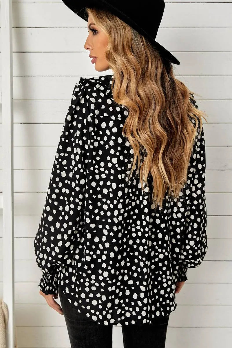 Get the Perfect Polka Dot Puff Sleeve Ruffle Blouse - Free Shipping! Jewelry Bubble