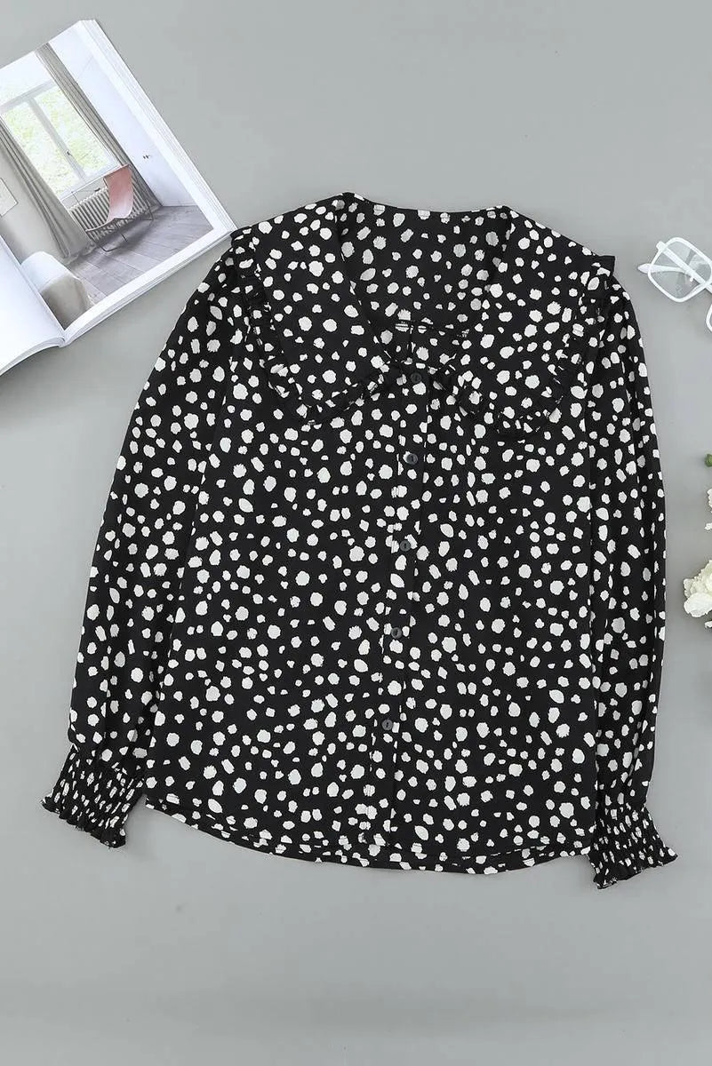 Get the Perfect Polka Dot Puff Sleeve Ruffle Blouse - Free Shipping! Jewelry Bubble