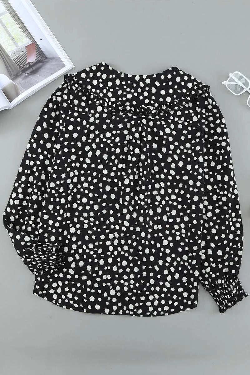 Get the Perfect Polka Dot Puff Sleeve Ruffle Blouse - Free Shipping! Jewelry Bubble