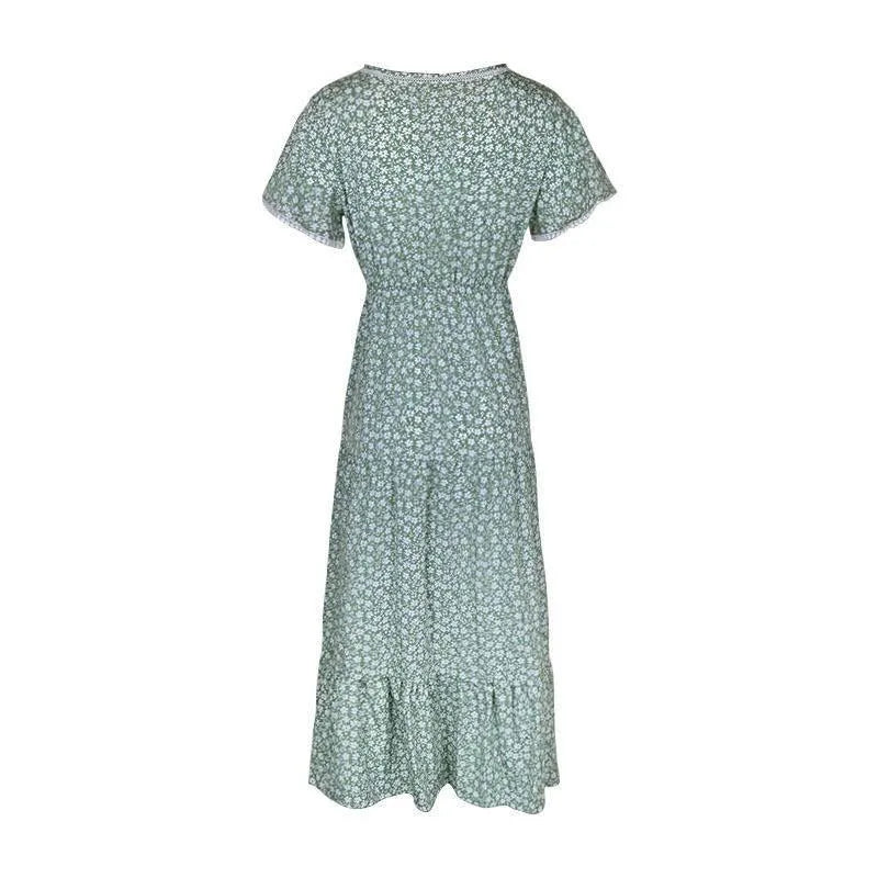 Get the Summer Look with the Green Drawstring Floral Dress Jewelry Bubble