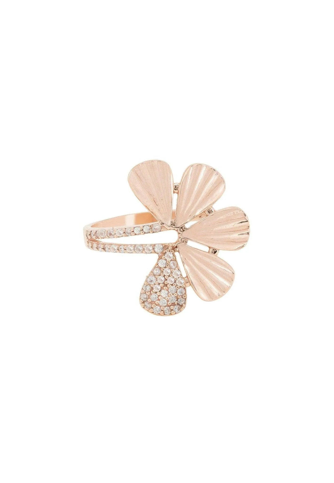 Ginkgo Leaf Ring Rose Gold Plated Jewelry Bubble