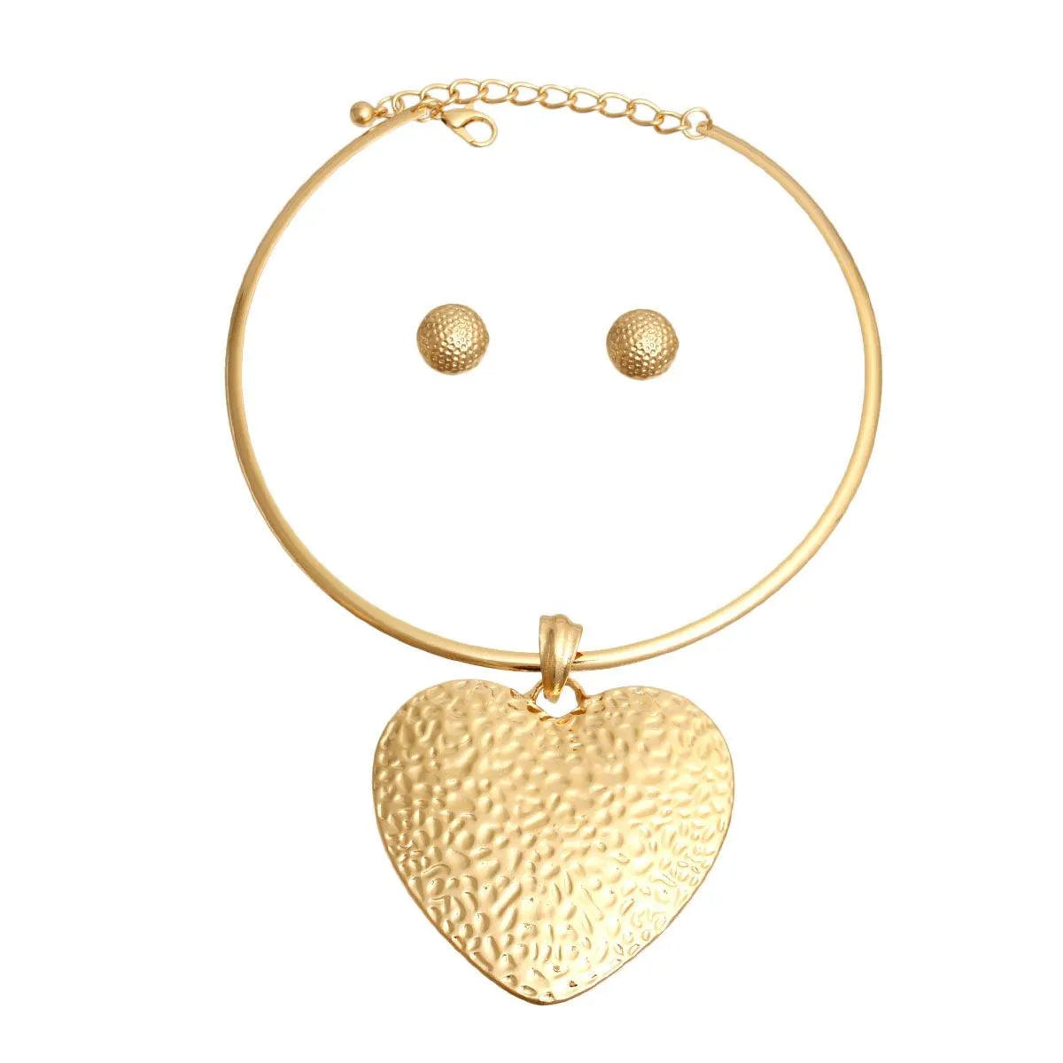 Gold Plated Heart Choker Necklace Set Pinktown