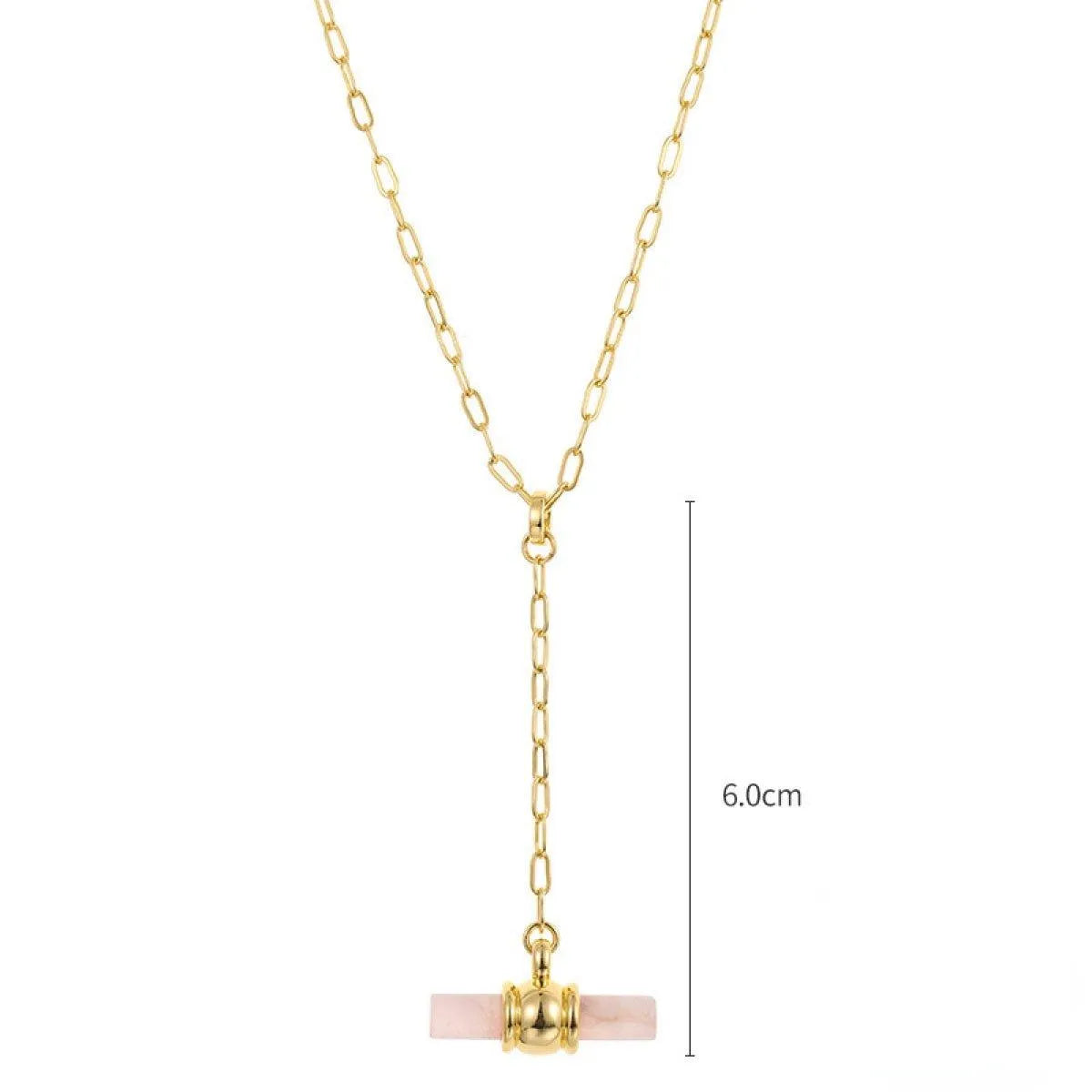 Gold-Plated Y-Shaped Inlaid Stone Pendants Necklace Jewelry Bubble