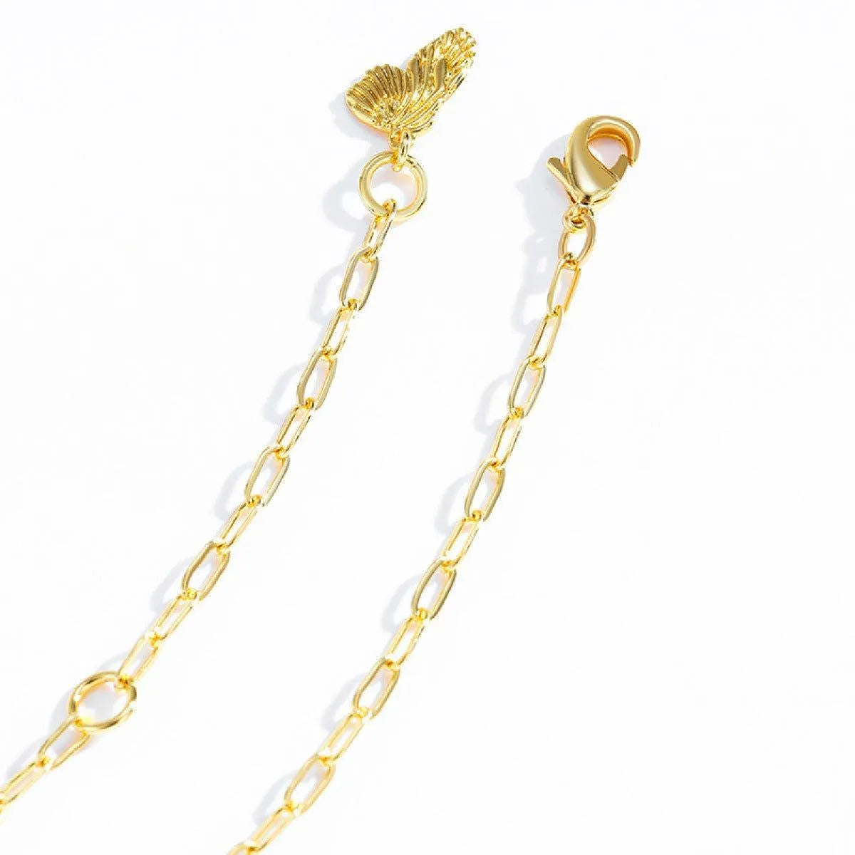 Gold-Plated Y-Shaped Inlaid Stone Pendants Necklace Jewelry Bubble