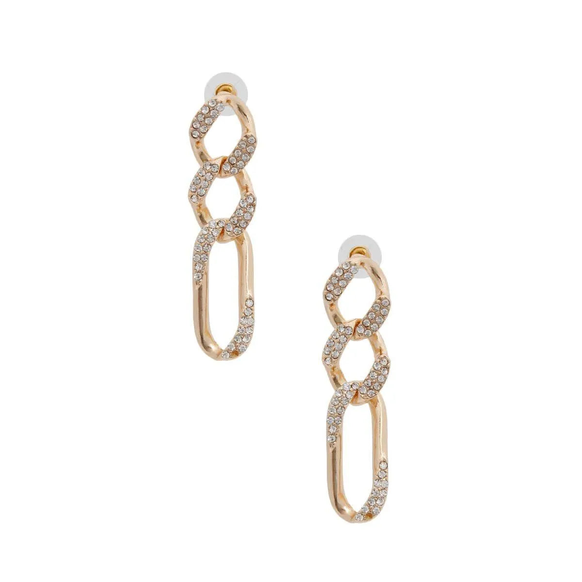Gorgeous Rhinestone Chain Earrings Gold Plated - Shop Now! Pinktown