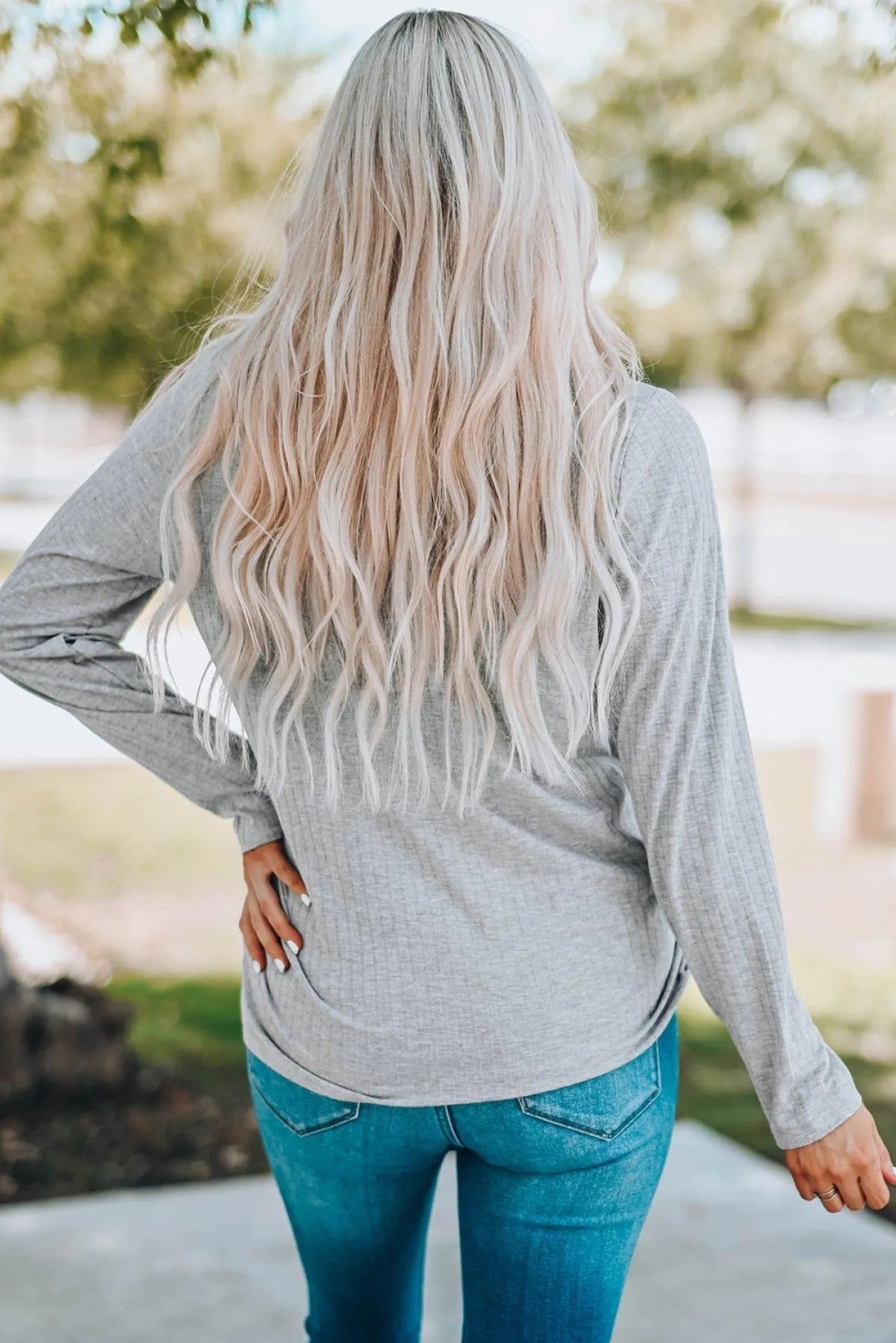 Gray Lace Patchwork Buttoned Long Sleeve Top Jewelry Bubble