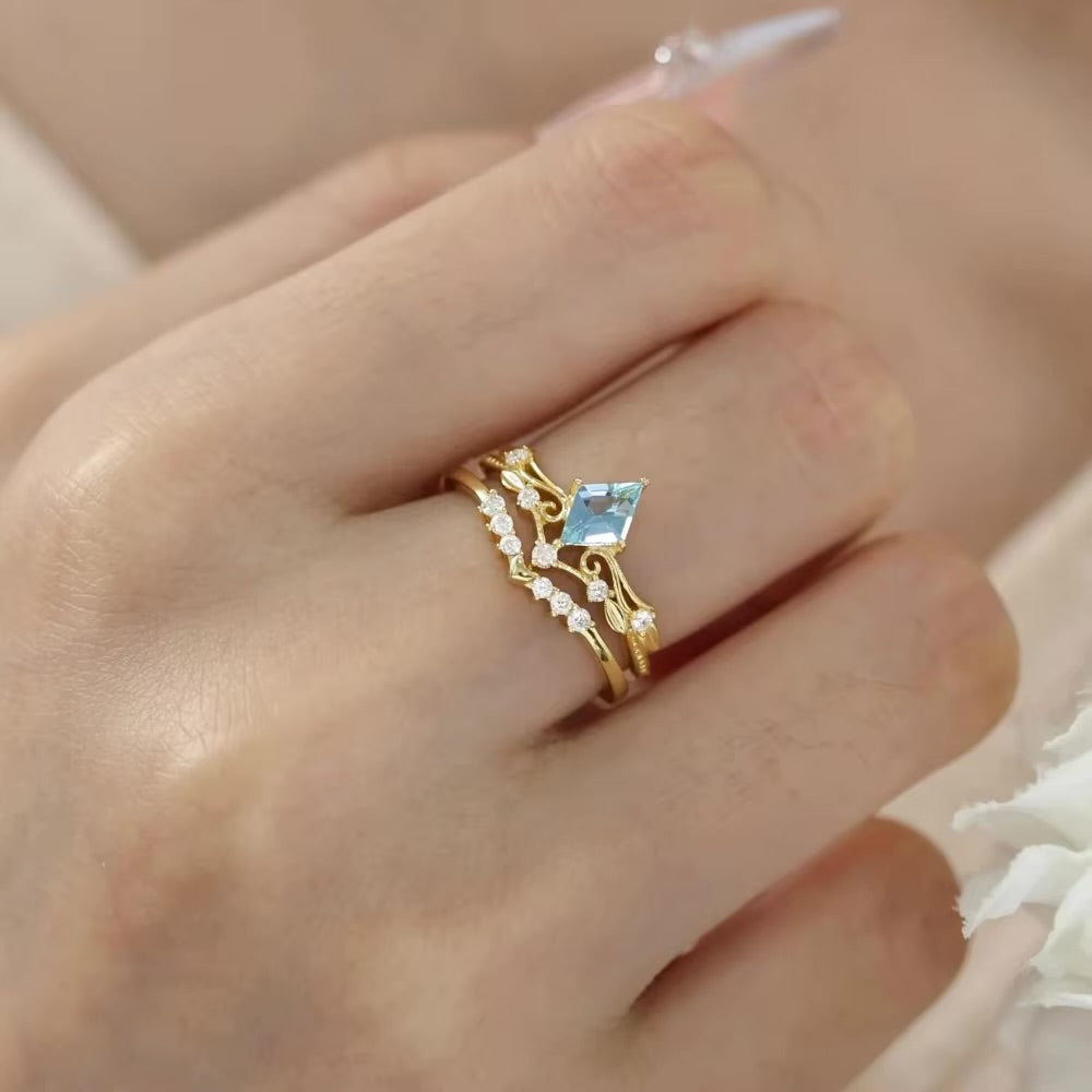 Heart Stacking Band Yellow Gold Plated Ring Jewelry Bubble
