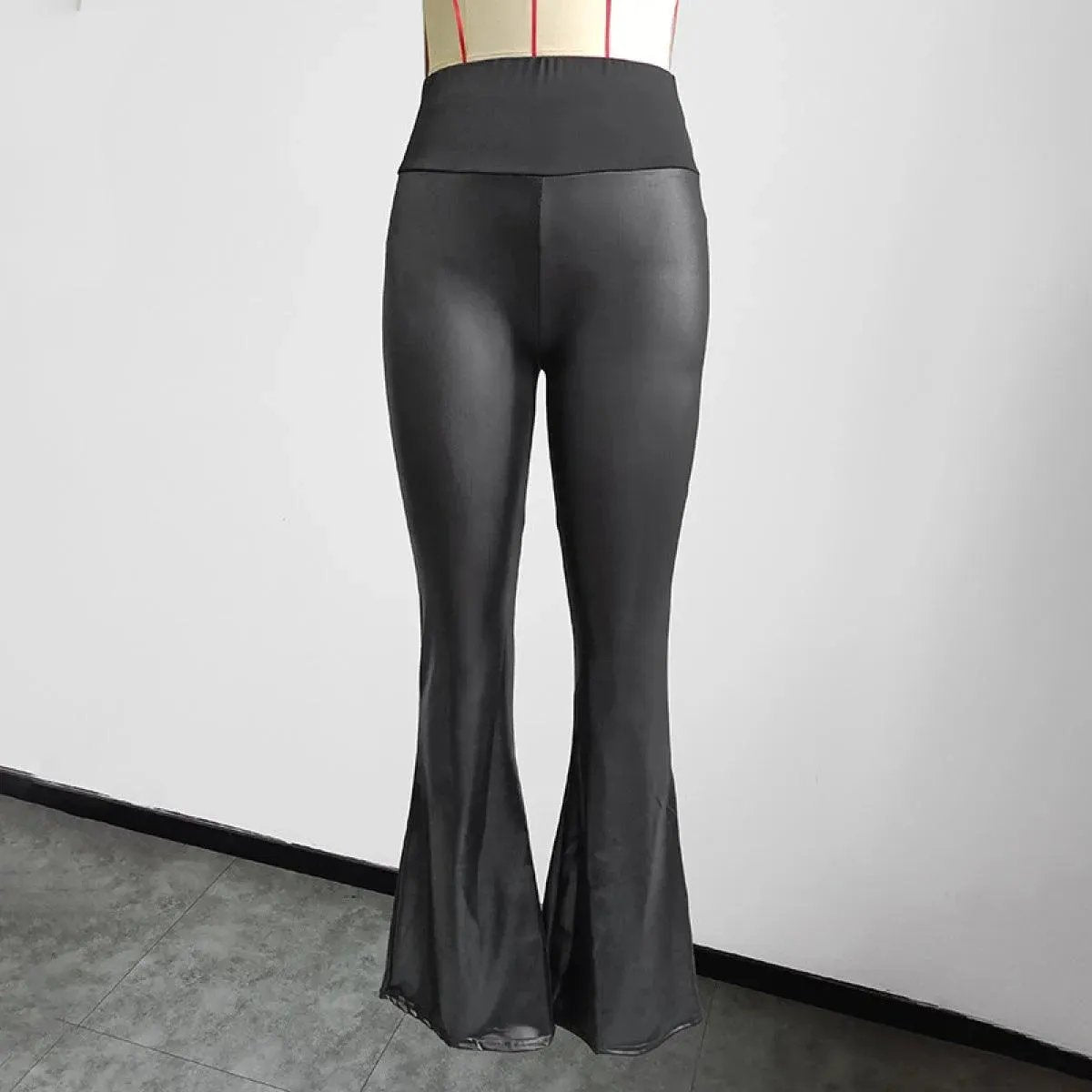 High Waist Elastic Slim Wide-Leg Flared Pants
